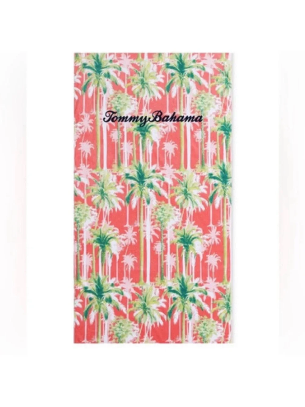 Tommy Bahama Coral and Green Palm Print oversized Beach Towel